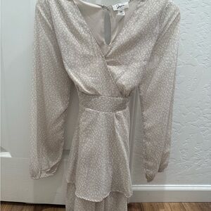 Japna Cream Tie Front Ruched Gown